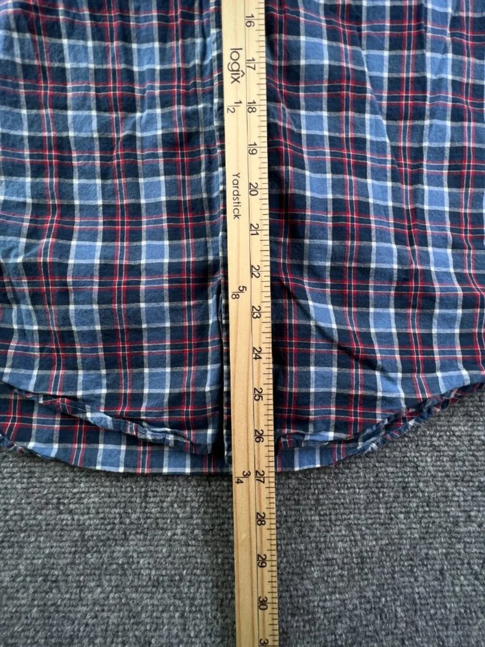 Ralph Lauren Boys Button Up Shirt Short Sleeve Blue Red Plaid XL 18-20 Cotton